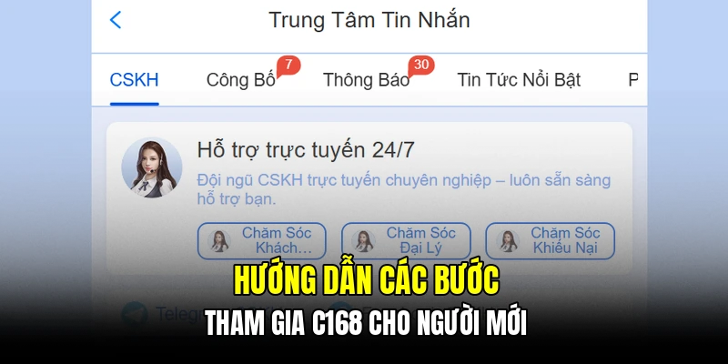 Hướng dẫn các bước tham gia C168 cho người mới